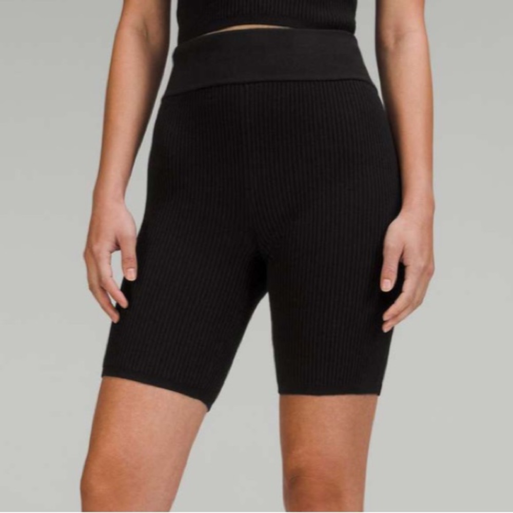Lululemon Ribbed Knit High-Rise Biker Short 8" Black